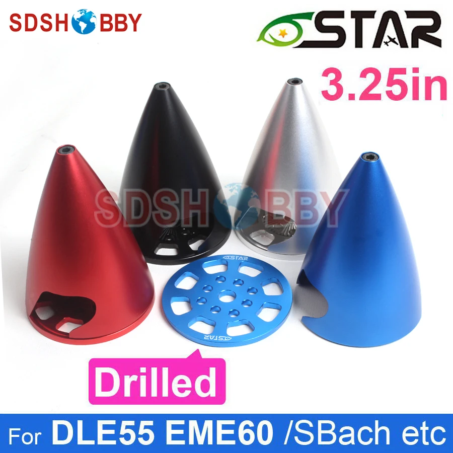 6STARHOBBY 3.25in/83mm Pointed Aluminum Alloy Spinner with Drilled &CNC Anodized Process for DLE55 EME60 /Sbach Airplane etc