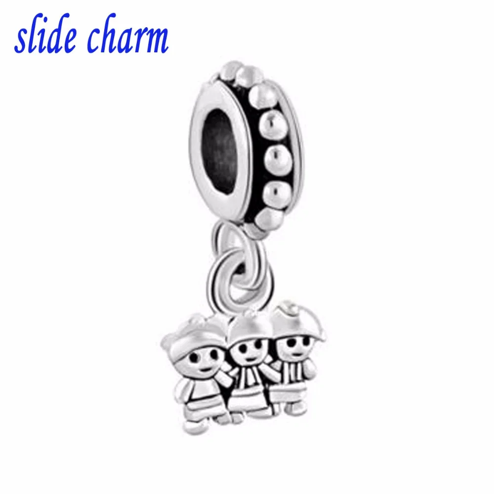 slide charm Mother's Day the luxury brands drape sisters brother charm beads fit Pandora charm bracelet Christmas