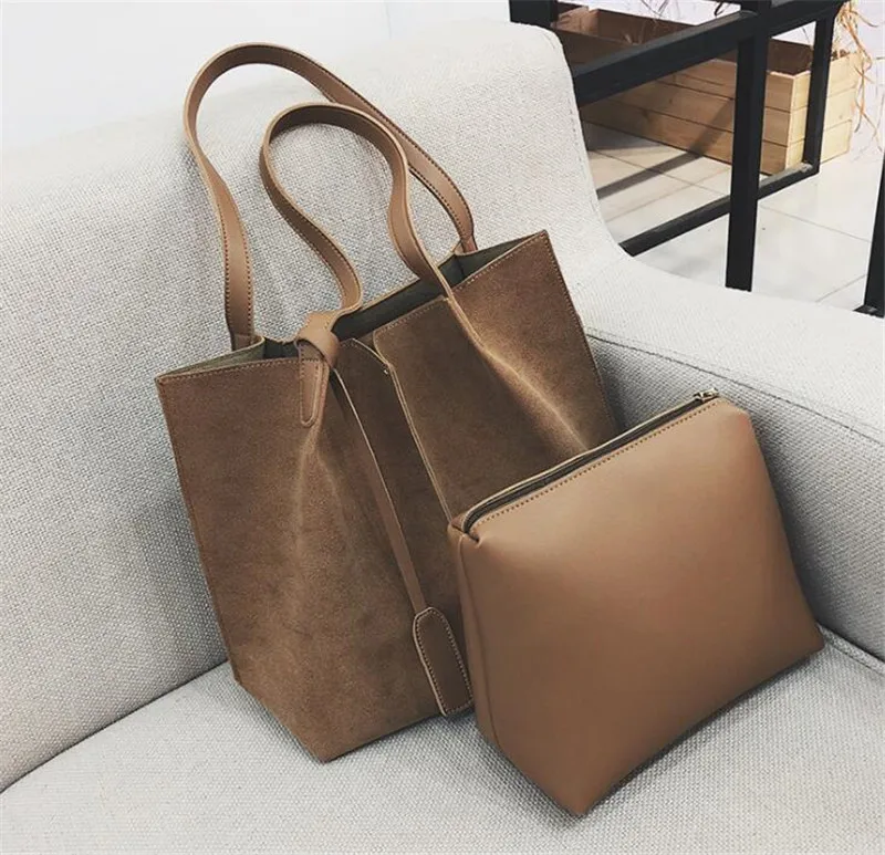 Ladies Leather Suede Bags Set Large Size Shopping Bags For Women 2021 New Luxury Handbags Designer Casual Travel Bags  M236