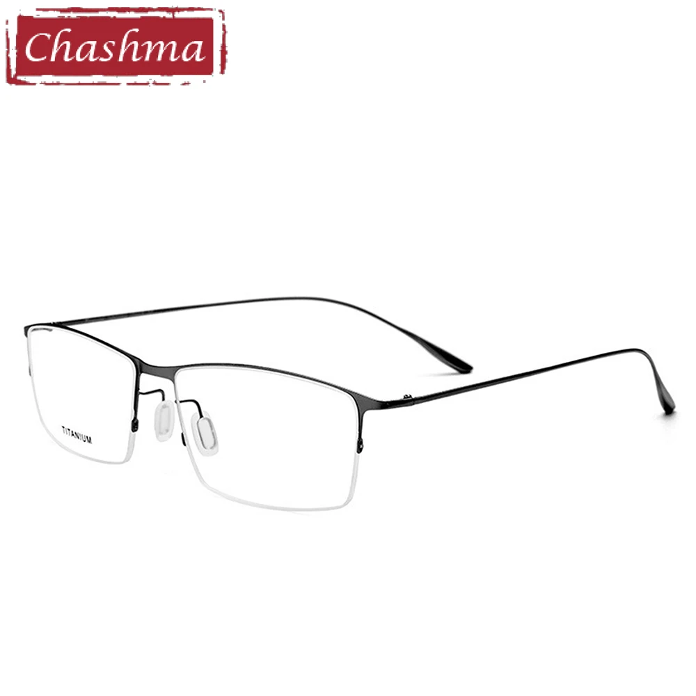 

Chashma Brand Men Quality Eyeglasses Male Half Frame Semi Rimmed Light Myopia Titanium Glasses Frames for Prescription Lens