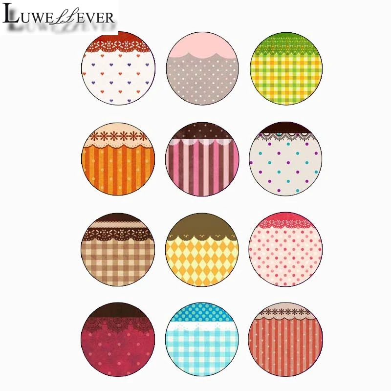 

10mm 14mm 16mm 12mm 20mm 25mm 423 12pcs/lot Lace Mix Round Glass Cabochons Jewelry Findings 18mm Snap Button Charm Bracelet