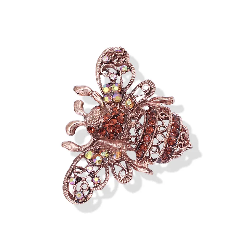 Vintage Red Bronze Plated Bee Brooch Rhinestone Crystal Pins With Yellow AB Color Stones Hot Sale Jewelry 2018 Item NO.: BH7036