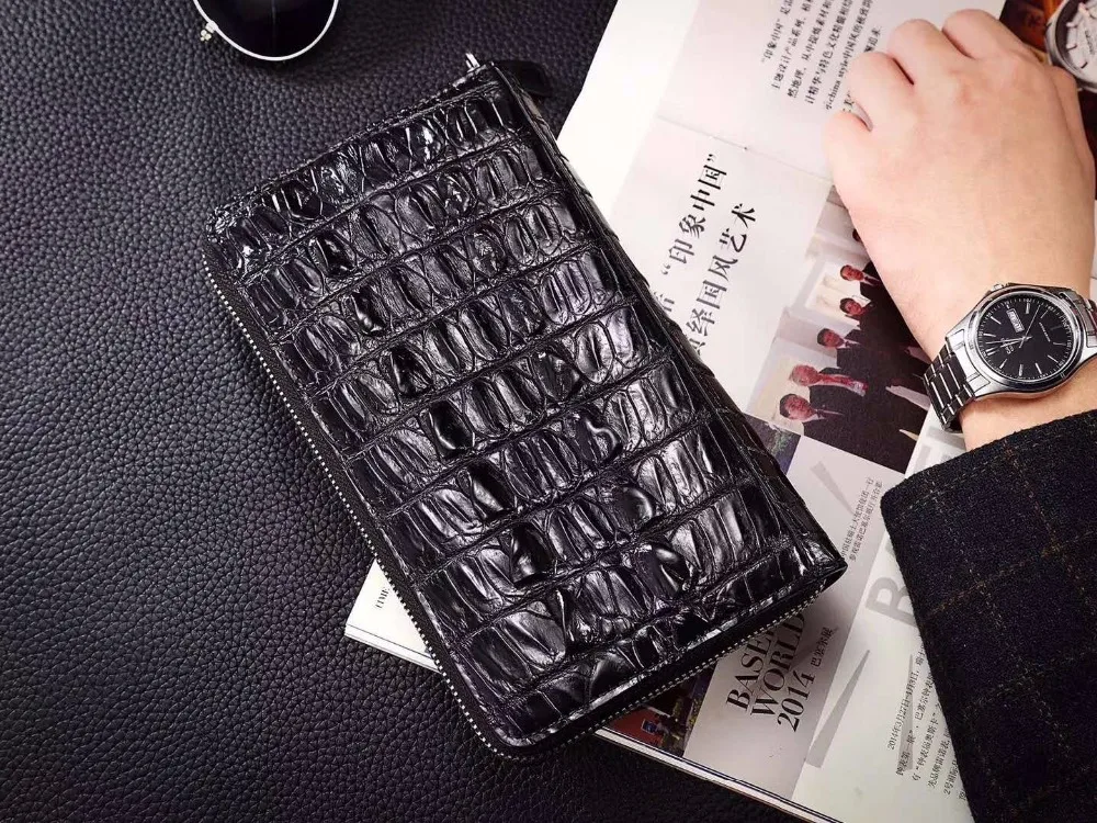 100% genuine alligator skin leather men wallet crocodile skin wallets  purse with phone case holder money clip big size