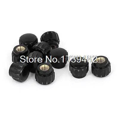 M5 x 15mm Female Thread Plastic Knurled Head Clamping Knob Jig Black 10pcs