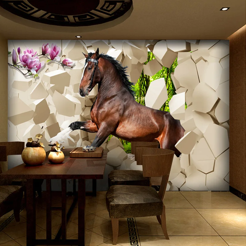 beibehang Custom wallpaper 3D Stereo Large Mural Bedroom Background Wallpaper Covering Non-woven Wallpaper Galloping Horse mural