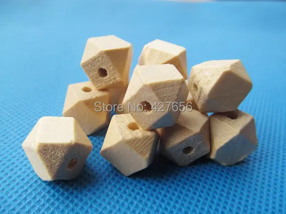 

1000pcs 12mm Unfinished Faceted Natural Wood Cubic Spacer Beads Pendant Charm Finding,14 Hedron Geometricf Figure Wooden Beads