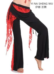 New lady Women Belly Dance Costume Tribal Belly Dance Pants Side Slit Lace Pant  Adult Pants Belly Dancing Costume Pants