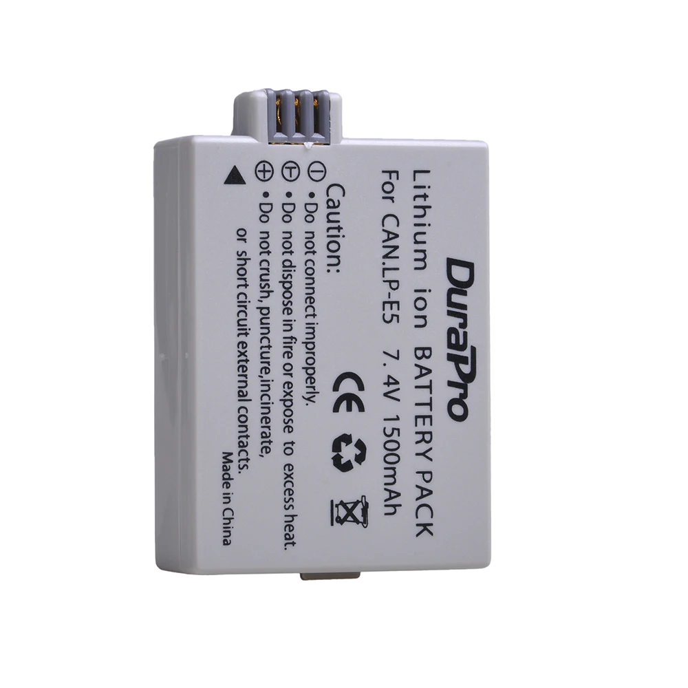 DuraPro-Batería de repuesto para cámara, accesorio para Canon EOS 450D 500D 1000D KISS X2 X3 F Rebel XS XSi T1i, LP E5 LPE5, 1500mAh, 4 unidades, LP-E5