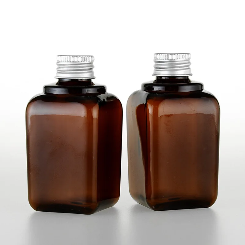 2pcs/set 80ml brown thick PET bottle Aluminum cap bottle (with inner plug) emulsion cosmetics Sub bottle wholesale BQ181