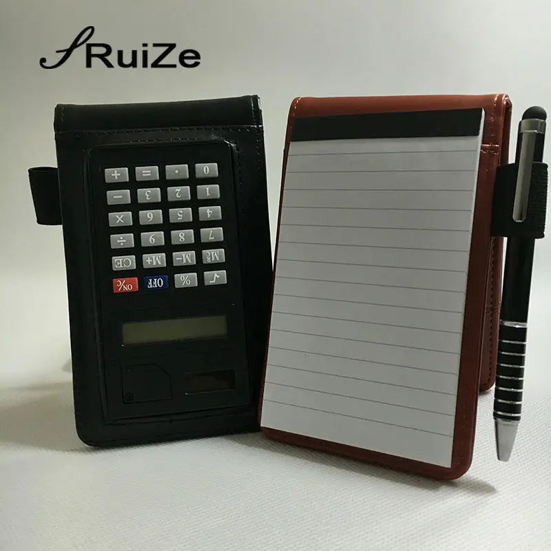 RuiZe Multifunction A7 Small Pockte Notebook Portable Notepad Office Business Planner Leather Cover Note Book with calculator