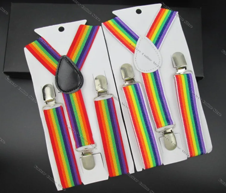 BD011-S-Fashion Baby Braces Rainbow Striped Suspenders 2.5*65cm 3 clips-on Children Apparel Accessories