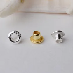 Rivet à œillets en argent regardé 925 pour perles à gros trous, œillets ronds en argent pour bijoux, accessoires de bricolage exécutifs