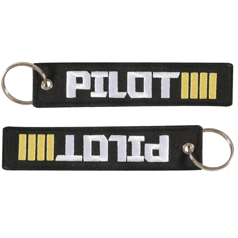 PILOT Keychain for Police Men Key Holder for Motorcycles Cool Key Ring Keychains sleutelhanger Car Tag Embroidery Key Chain Chav