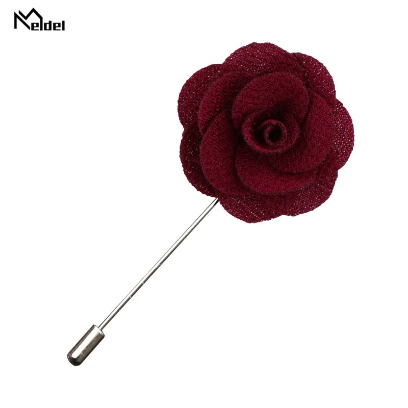 Meldel Corsage 남성용 Boutonniere 라펠 핀 신부 들러리 파티 패브릭 코사지, 신랑 무도회 결혼식 모임 꽃 브로치 2 개