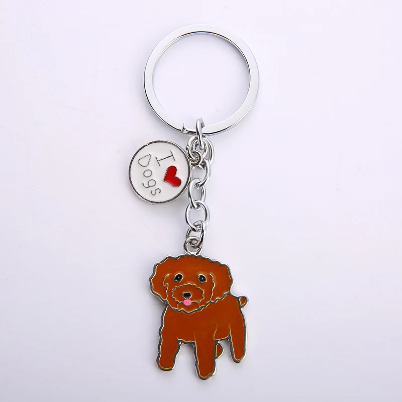 2019 Metal Dog Jewelry Poodle PET Dog Key Chain Key Ring Pom Gift For Women Girl Bag Charm Keychain Pendant Jewelry Wholesale