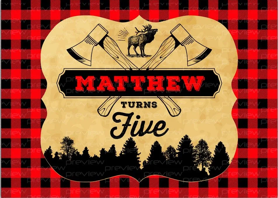 

Custom Lumberjack Buffalo Plaid Party background High quality Computer print birthday photo backdrop