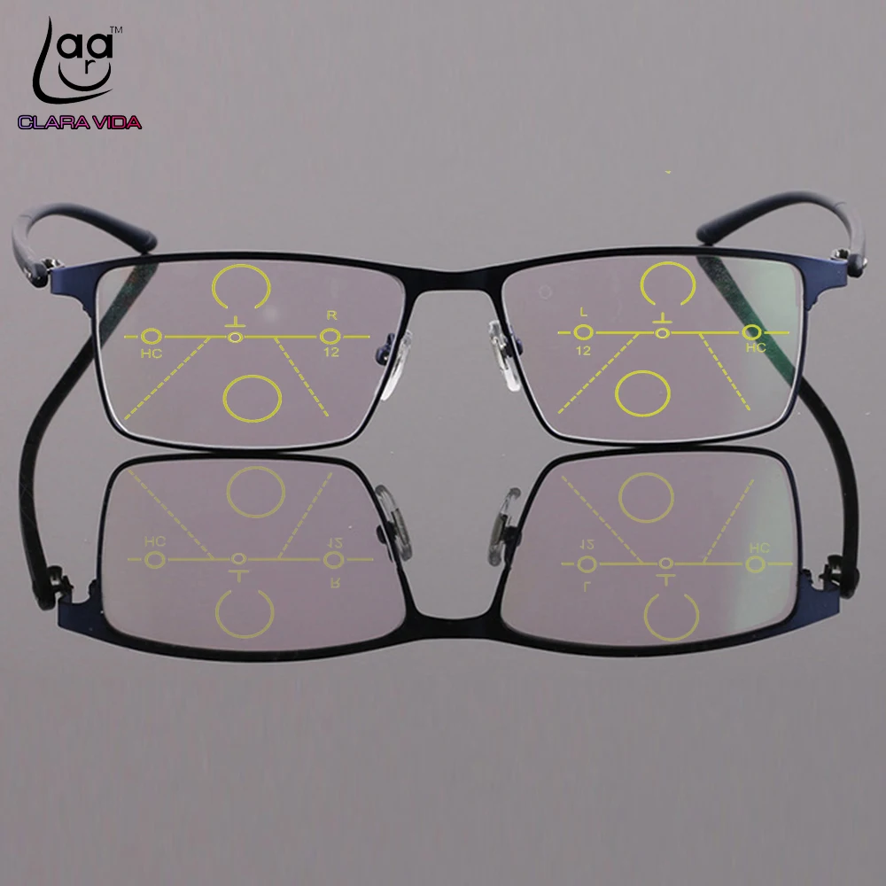 2019 New Men Leesbril Clara Vida = Progressive Multifocal Reading Glasses Full-rim Frame See Near And Far Top 0 Add +0.75to +4