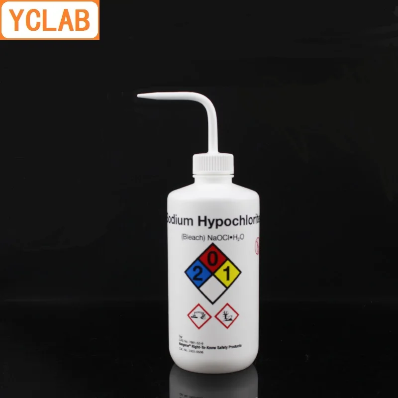 YCLAB 500mL Plastic Washing Bottle Narrow Mouth Distilled Water/Ethyl Alcohol/Sodium Hypochlorite/Isopropanol/Methanol/Acetone