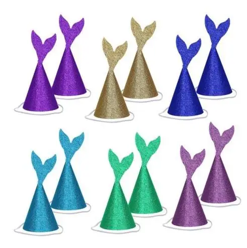 Glitter Mermaid Tail Party Horn Hats Under The Sea Themed Birthday Wedding Hen Party Hats Crown for adults children gift