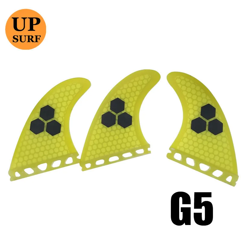 Tri Fin Set Enkele Tabs Vinnen S/M/L Surf Vinnen Surfplank Fin Oranje/Geel/Blauw/Grijs/Groen Met Zwart Logo Honingraat Glasvezel