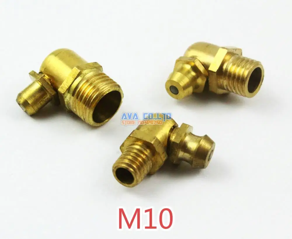 

20 Pieces M10 Brass 90 Degree Grease Zerk Grease Nipple Fitting