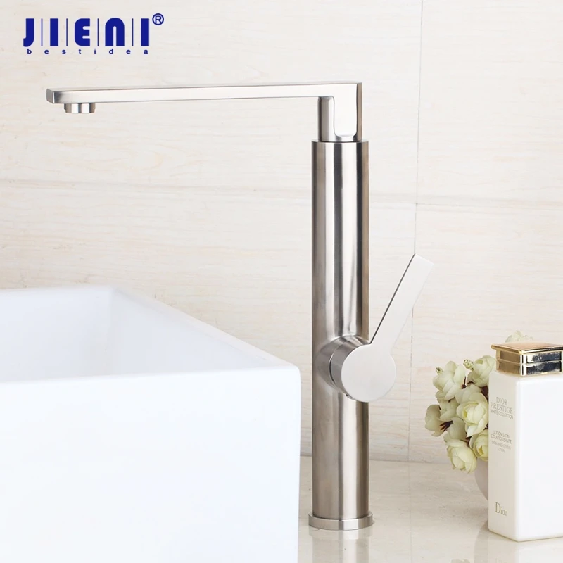 

Nickel Brushed Bathroom Basin Faucet Mixer Tap Hot And Cold Water Taps Bathroom Sink Faucets Tap Deck Mounted Mixer