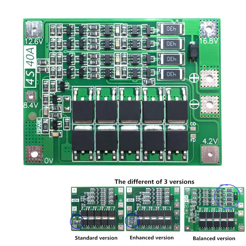 4S 40A 18650 Lithium Li-ion Battery Charger Protection Board PCB BMS w/Balancer For Drill Motor 14.8V 16.8V Lipo Cell Module