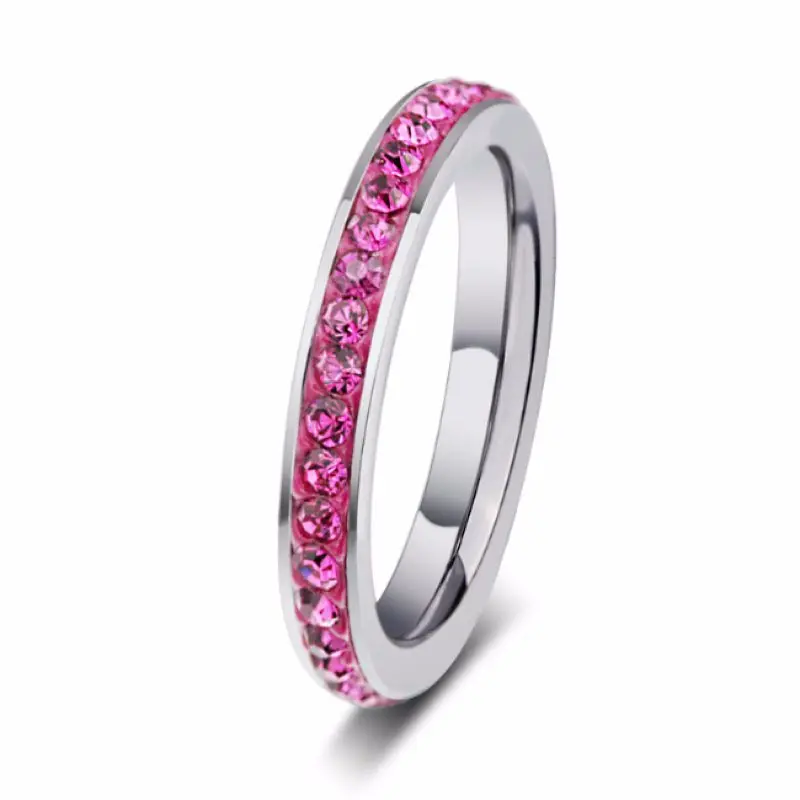 QianBei Elegant Drip Stainless Steel Rings For Women Silver Plated Color Rhinestone Wedding Rings Fashion Jewelry Hot Selling