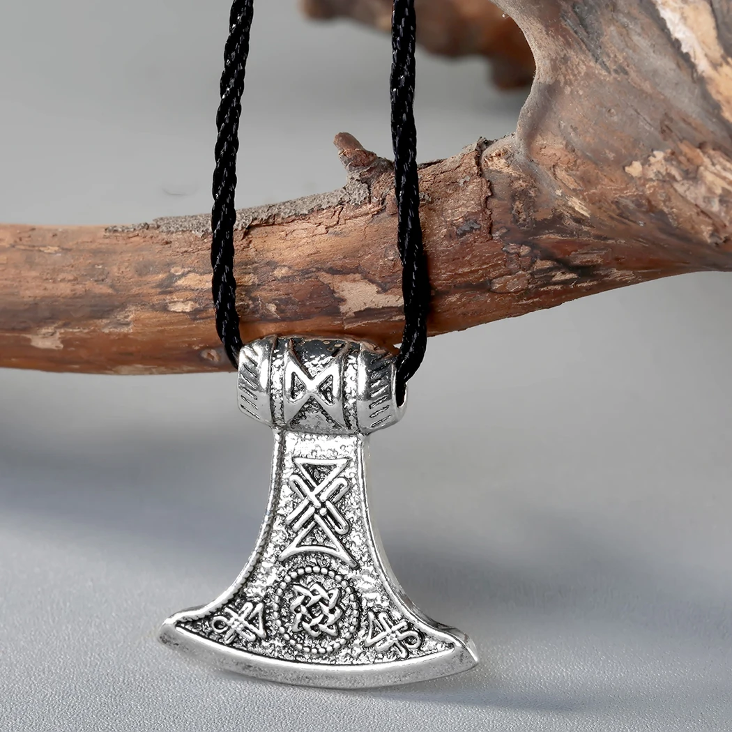 Cxwind Antique Slavic Axe Pendant Amulet Kolovrat Symbol Pagan Flower Jewelry Amulets and Talismans Pendants Necklaces