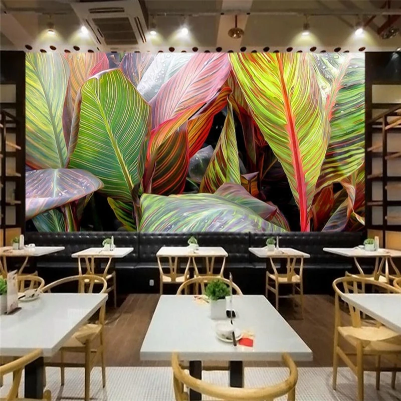 

beibehang Custom Photo Wallpaper 3D Fresco Hand Painted Tropical Rainforest Plant Banana Leaf Background Wall papel de parede