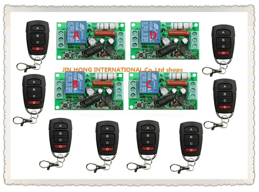 12pcs RF Wireless 220V 10A 1CH Remote Control Switch 4* Receiver & 8* Transmitter 315/433 MHZ Smart Home Switch