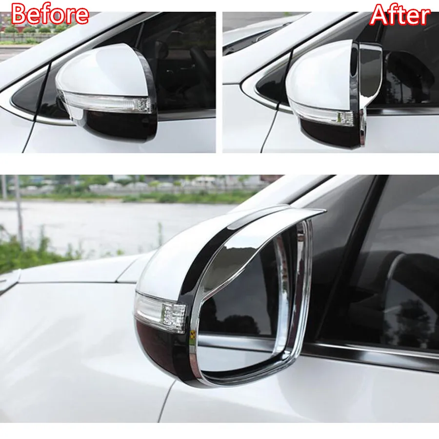 2Pcs/set Car Front Side Rearview Mirror Eyebrow Frame Trim Visor Guard Cover Molding For Kia Sportage QL 2017 2018 Car Styling