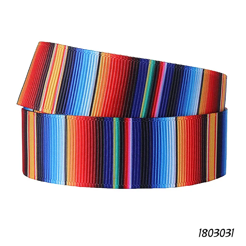 Rainbow stripe grosgrain ribbon print Mexican blanket pattern 50yards FOE