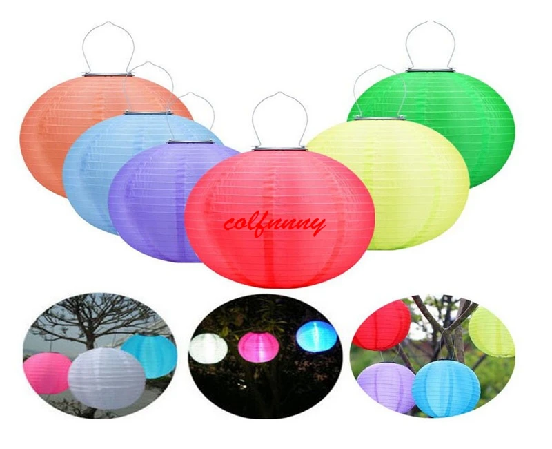 100pcs/lot 12inch Solar Lantern Waterproof Fabric LED Solar Light Christmas New Year Decoration Hanging Courtyard Lamp F062705