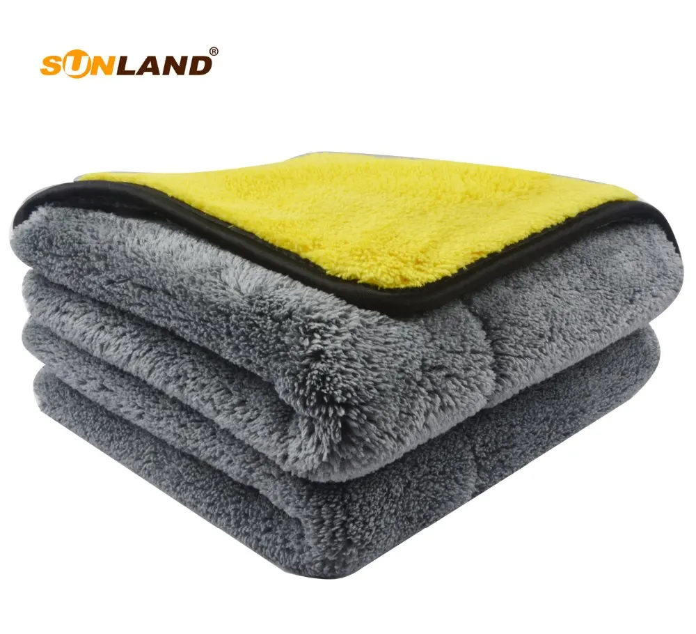 Sinland 1000gsm Plush Microfiber Car Towel Double Side High Quality Micro Fiber Car Cleaning Dying Towel 40x40cm 2 Pack Hot Sale