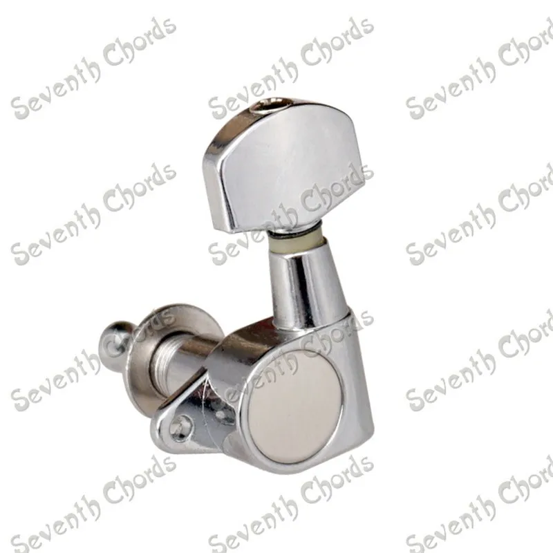 Set tuner pasak penyetel senar gigi tertutup tombol persegi kecil krom kepala mesin untuk bagian Aksesori Gitar