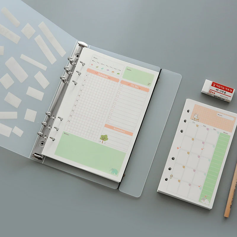 A5 6 Rings Planner Refills Printed Colorful, Weekly Monthly To Do