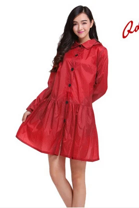 Fashion Personality Women One Piece Dress Style Raincoat Outdoor Waterproof  Adult Poncho Ladies Rainwear