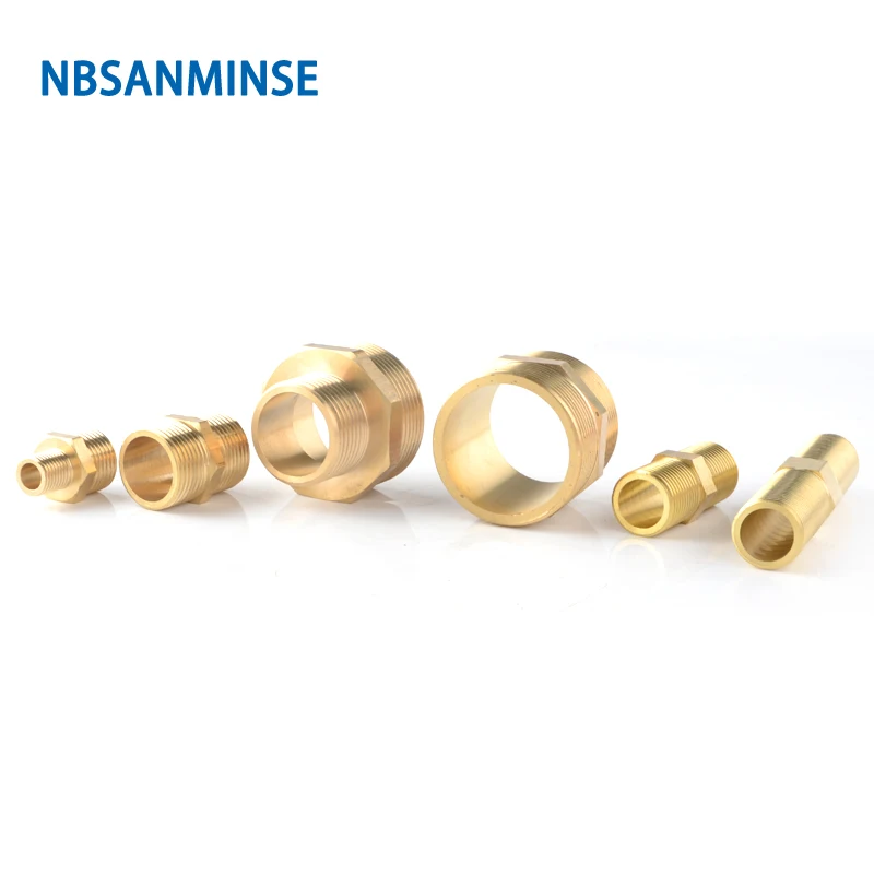 10pcs/Lot SM1001 Brass Reducing Nipple Fitting 3/4 1-1/2 1/4 Male Nipple For Water Heating Joint NBSANMINSE