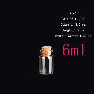 

wholesale 200pcs/lot 6ml (22*35*12.5mm) Glass Bottles cute transparent Glass Vials Bottles with wood mini glass bottle cork