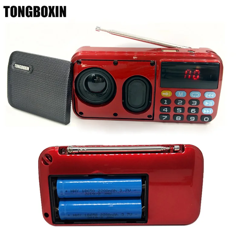 C-803 Bluetooth Speaker mendukung 2 18650 baterai portabel MP3 Radio Super Bass TF USB FM pemutar LED Torch 3.5mm Earphone keluar