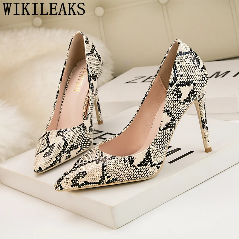 New Arrival 2024 Snake Print Sexy Heels Party Shoes Fashion Heels Elegant Shoes Fetish High Heels Women Pumps Evening Shoes Buty