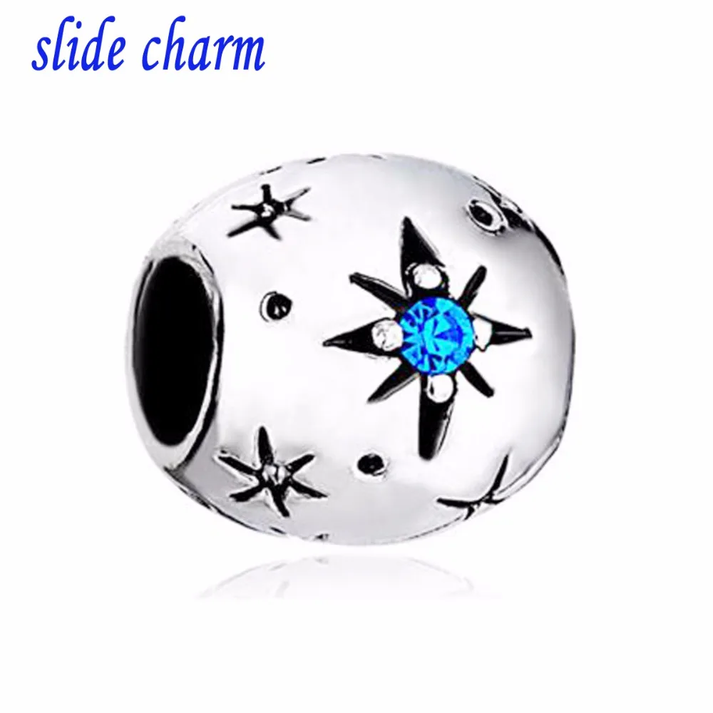 slide charm Free shipping Blue sky dream come true personality charm Bead fit Pandora bracelets charm bracelets and