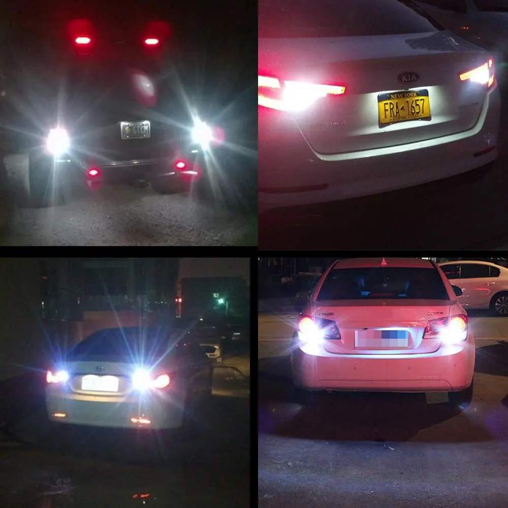 2X 80W Super Bright BA15S 1156 1141 1073 7506 LED Bulbs with Projector, White Car Backup Reverse Lights Brake Light P21W