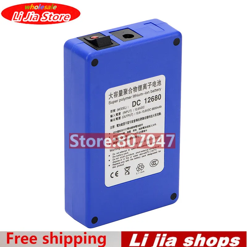 Portable Super Capacity Rechargeable Lithium-ion Battery Pack DC 12V 6800mAh EU/US plug for CCTV Cam Monitor