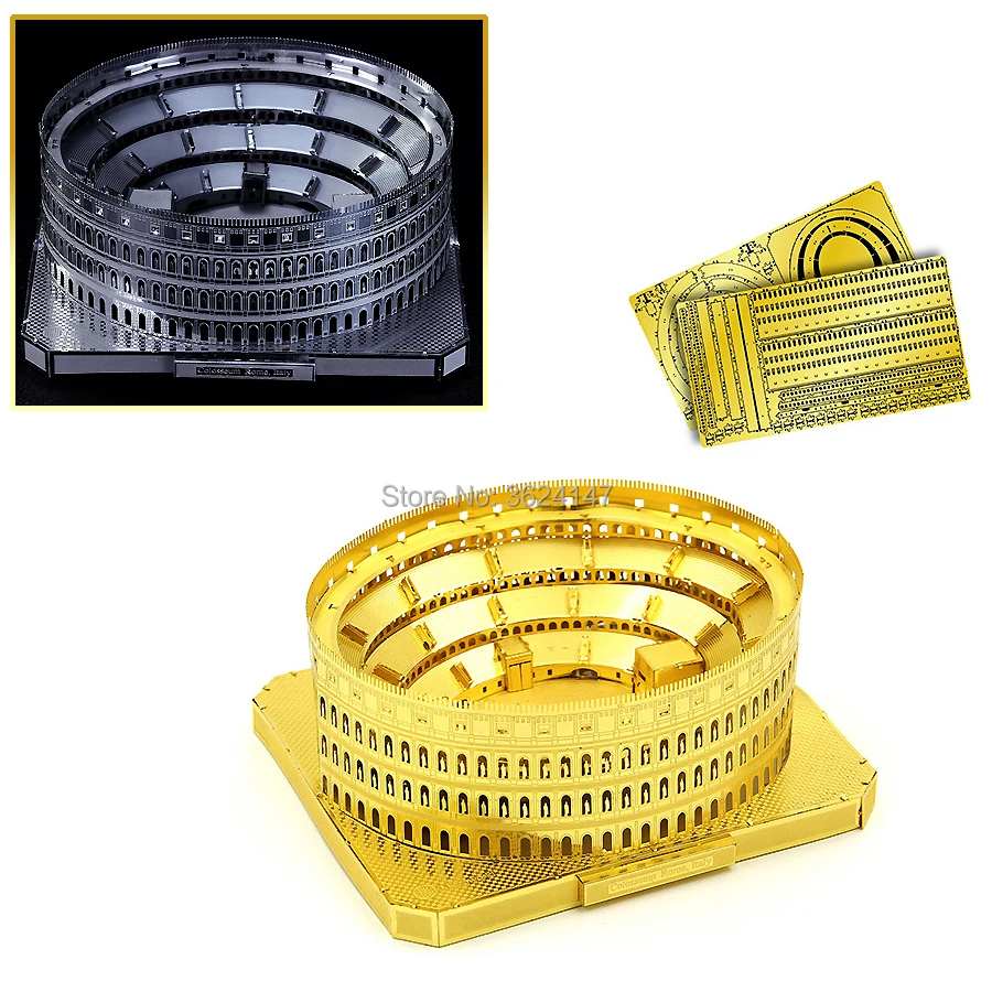 3D Metal Puzzle Rome Colosseum Architectural Building Diy Miniature Model Kits Durable Brass Laser Cut Assemble Jigsaw Toys