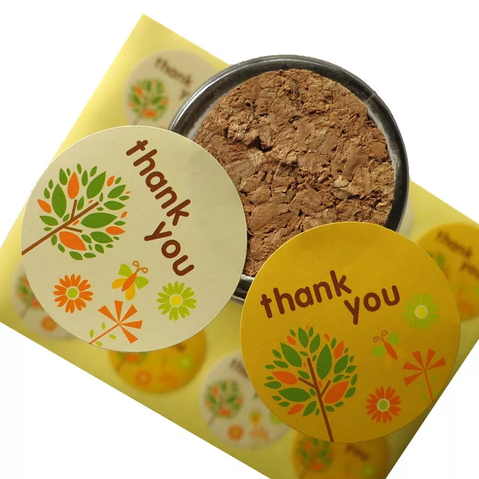100PCS Thank you Flower Handmade Cake Packaging Label DIY Gift Label Sticker