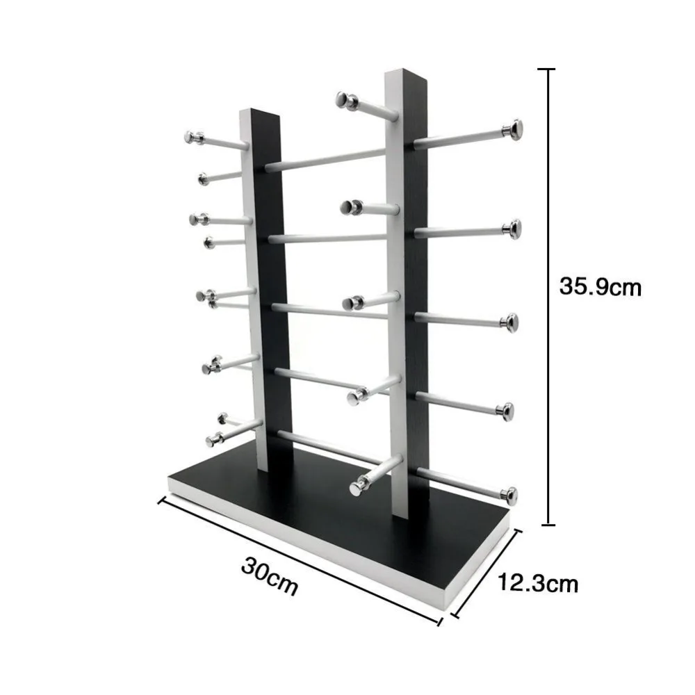 SZanbana Black With White Color Wood 10 Pairs Sunglass Glass Rack Frame Glasses Display Stand Holder Organizer