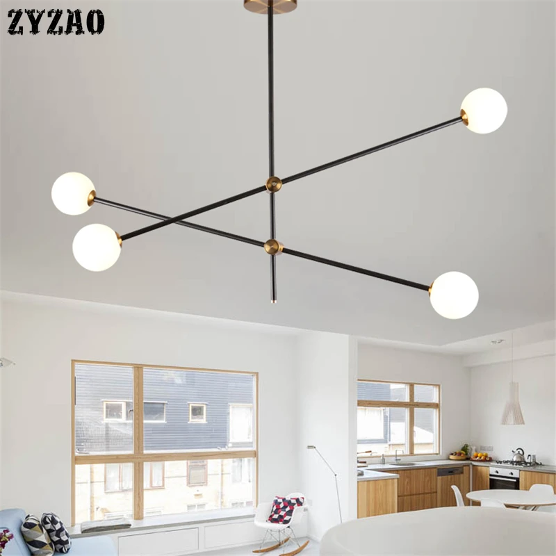 

Magic Beans Long Pipe Pendant Lights Guest Room Study Glass Ball Molecules Pendant Lamp Post-modern Simple Designer Hanging Lamp