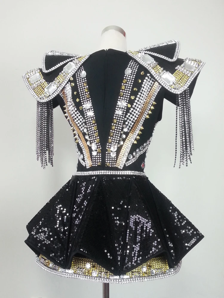 Feminina Dance Costumes For Shows Fashion Star Female Singer Dj Costume Ds Rivet One Piece Set High Quality customized